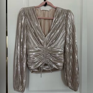 ASTR Women's Shimmering Ruched Blouse